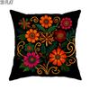 1pc 2D Flat Outdoor Pool Party Flower Throw Pillow Covers, Floral Bohemian Leaf Swirl Spring Black with Hidden Zipper Cushion Covers Pillow for Living