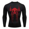 Spider Print Gym Workout Rash Guard for Men Athletic Quick Dry Stretchy Compression Shirts Undershirts Baselayers Tshirts Tops