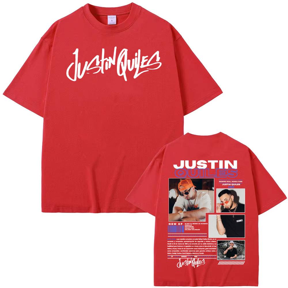 Singer Justin Quiles Album 2025 Tour Graphic T-shirt Men's Clothing Vintage Hip Hop T Shirts Cotton Loose Short Sleeve Tee Shirt