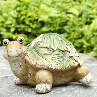 Estatua de Tortuga de Jardín Creativa Escultura para Exterior Decoración de Patio Césped Adorno de Hada Impermeable