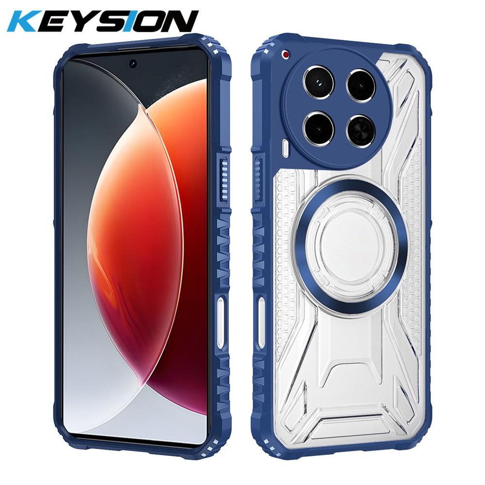 KEYSION Transparent Magnetic Case for TECNO Camon 30 4G oft Silicone+PC Heavy Duty Shockproof Phone Cover for TECNO Camon 30 5G