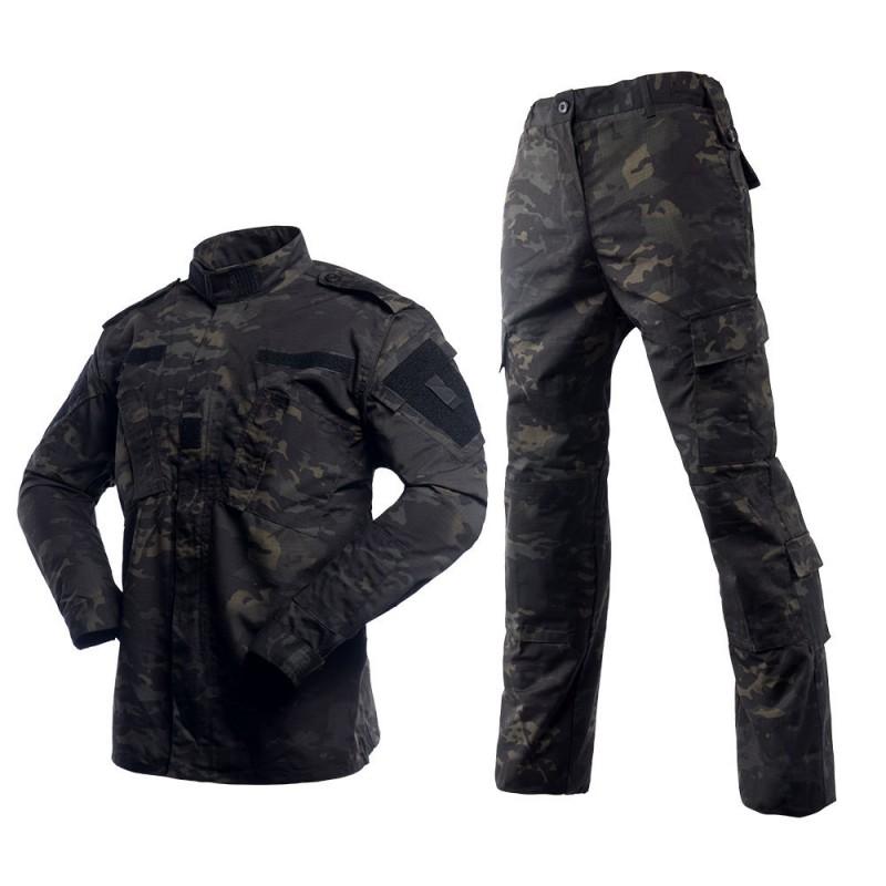 Herr Taktisk Långärmad Kamouflage Uniform Set Andningsbar Slitstark Utomhus Träningsdräkt Vandring Camping Skytte