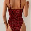 1011 New European and American Leopard Print Sexy Shoulder One-piece Swimsuit Women's Beach Beach Bikini Swimsuit