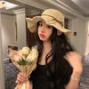 New Holiday Sle Beach Fisherman Hat Seaside Sun Protection Sun Hat Large Brim Bow Woven Straw Hat Women