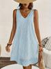 European and American loose casual solid color V-neck lace sleeveless A-shaped skirt 2026 new medium elegant skirt