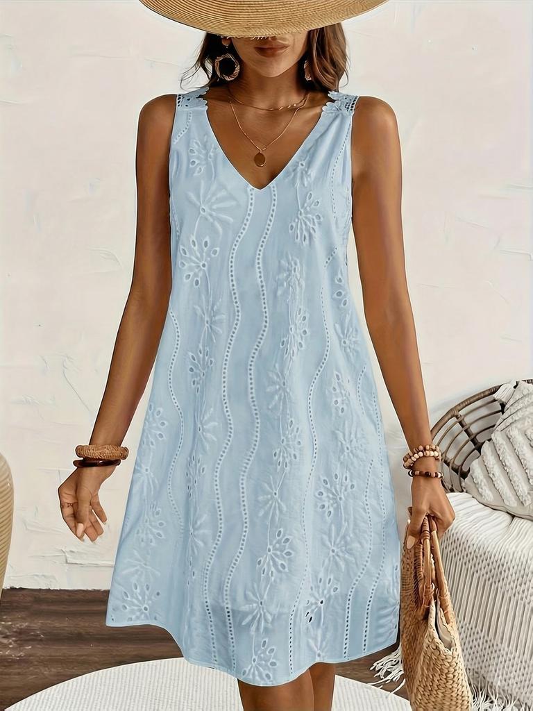 European and American loose casual solid color V-neck lace sleeveless A-shaped skirt 2026 new medium elegant skirt