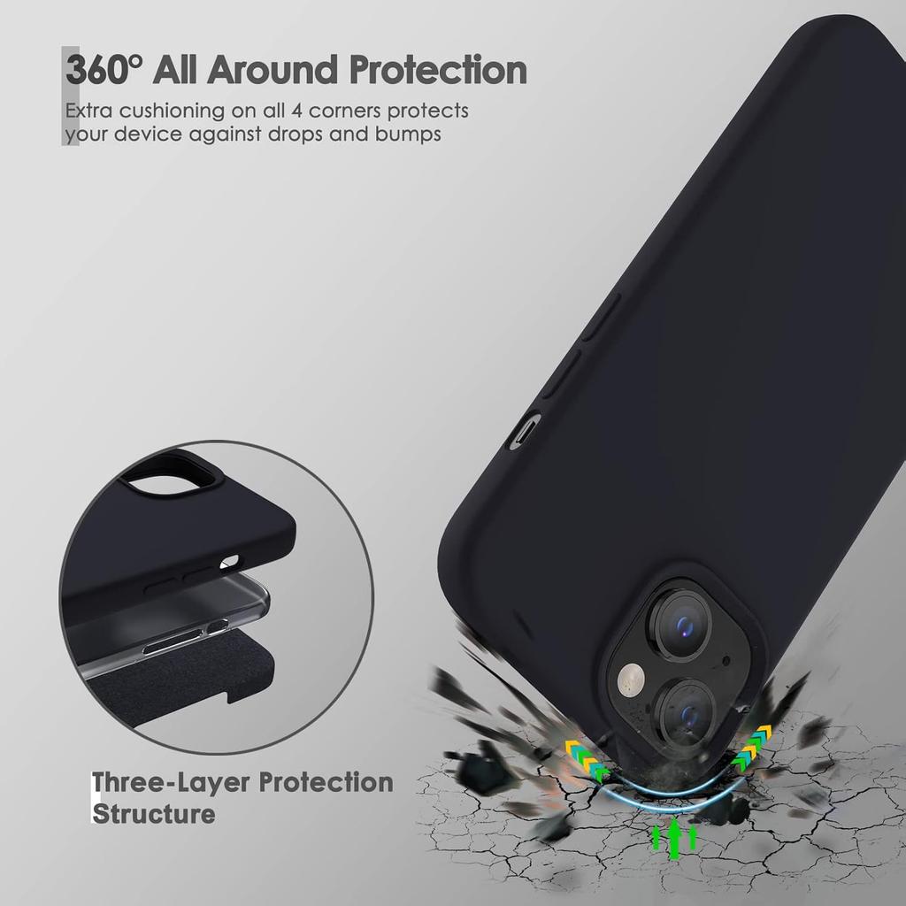 Slim-Fit for iPhone 14 Case,Skin Soft Liquid Silicone,Sturdy Hard Frame Shockproof Cover with Anti-Scratch Microfiber Lining,Full Protection for