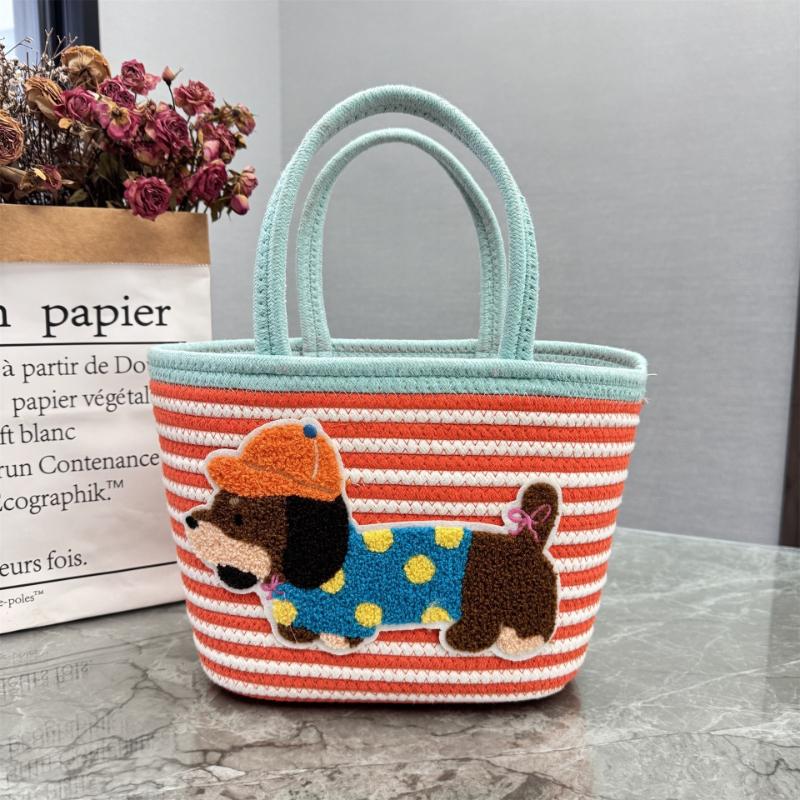 Outdoor Cotton Rope Dachshund Woven Bag Bucket Tote Bag Large Capacity Household Woven Shoulder Gift Basket Bag