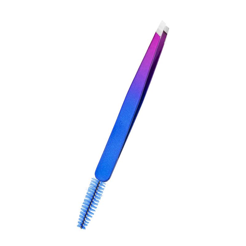 Edelstahl Zwei-in-Eins Pinzetten- & Augenbrauenbürsten-Set