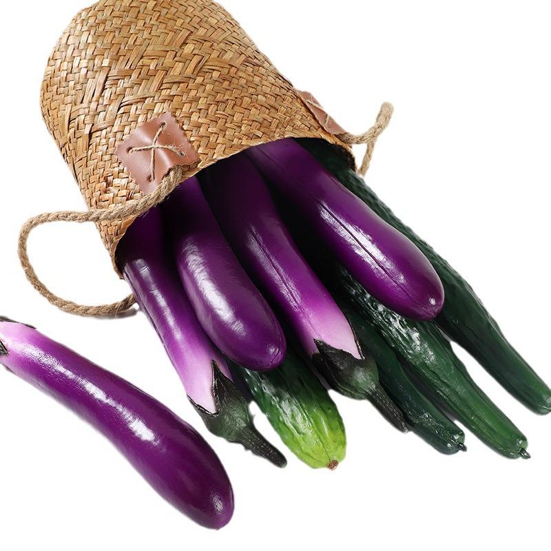 PU Foam Vegetable Props: Long Cucumber & Eggplant Models for Decoration, Film, TV, and Food Display