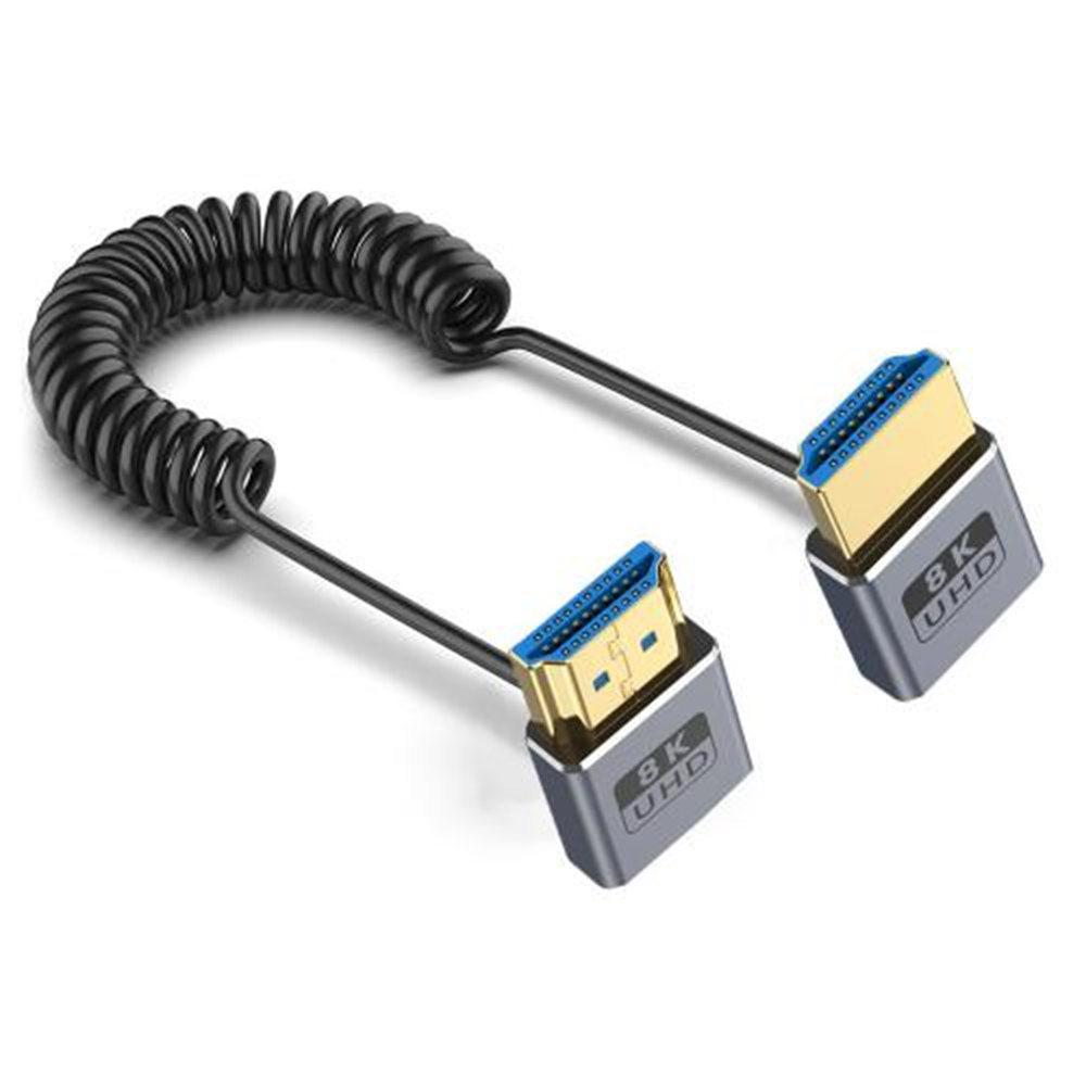 

0.7m Spring Coaxial 8K 48Gbps HDMI 2.1 Cable HD Video Up Down Right Angle Adapter Cord As Shown A