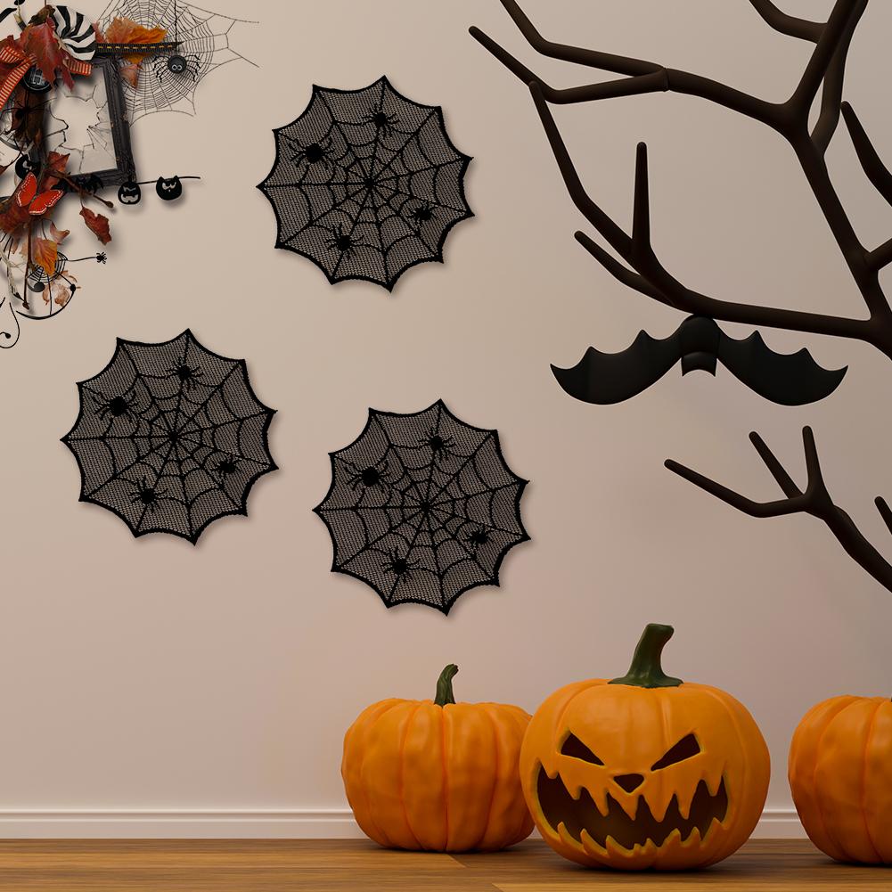Halloweenské prostírání s pavučinou, duté podložky pod sklenice s pavučinou, prostírání odolné proti teplu, halloweenské party dekorace