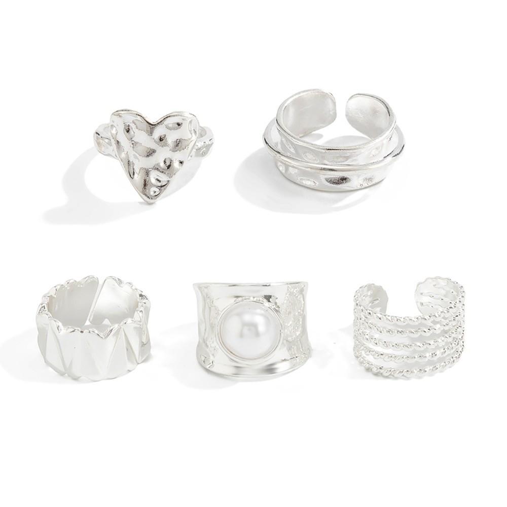 Exaggerated Wide Ring Set Heart Shaped Women Jewelry Fashion Joint Rings  Ladies