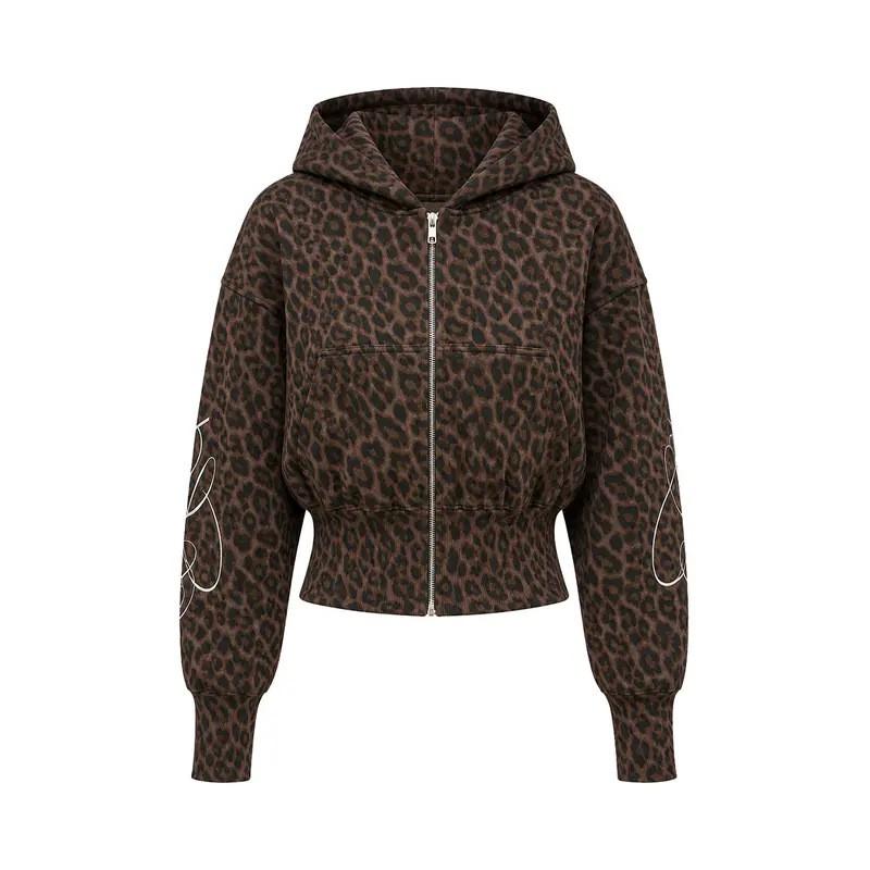2026 Y2K Leopard Print Hooded Zip-Up