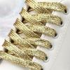 Shiny Gold Glitter Flat Cute Unisex Performance Sneakers, Fashion Skate Shoes, Lace-Up, Versatile, Korean Style