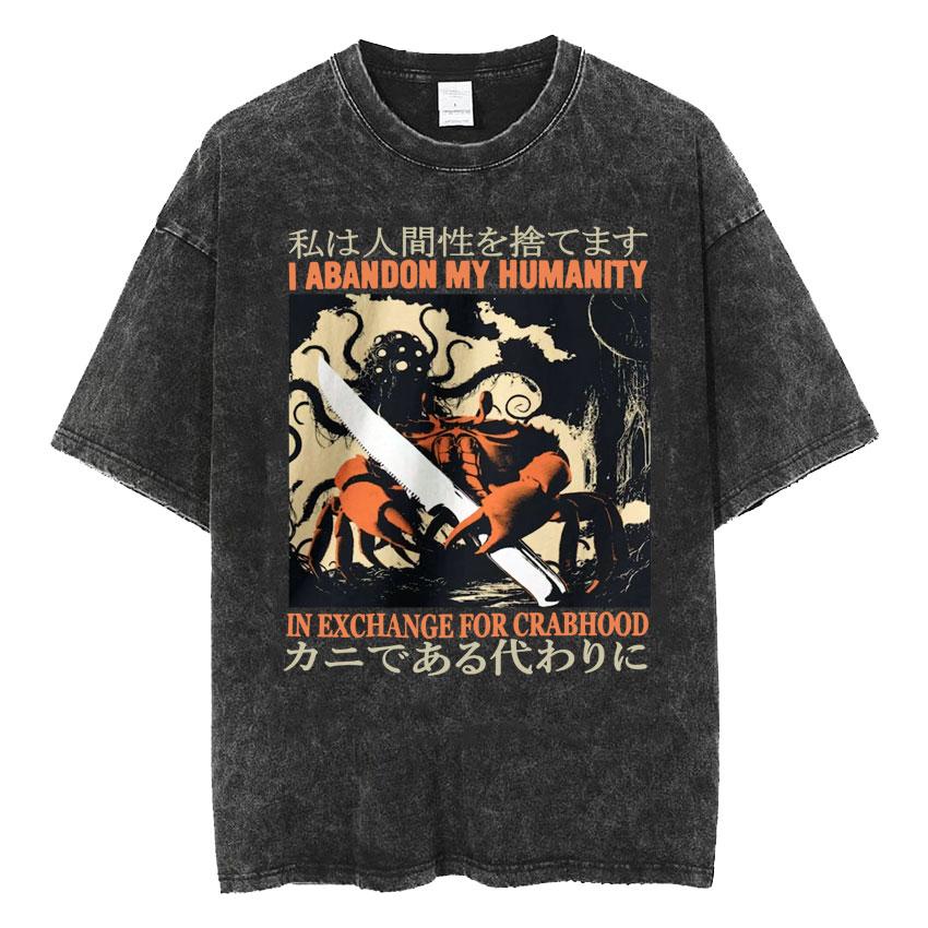 New Arrival Mens Clothes Tee Shirt Homme Graphic TShirts Men Amare Box No Thoughts Head Empty Japanese Funny Capybara Washed
