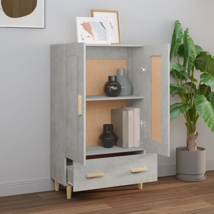 812568 vidaXL Highboard Concrete Grey 70x31x115 Cm Engineered Wood