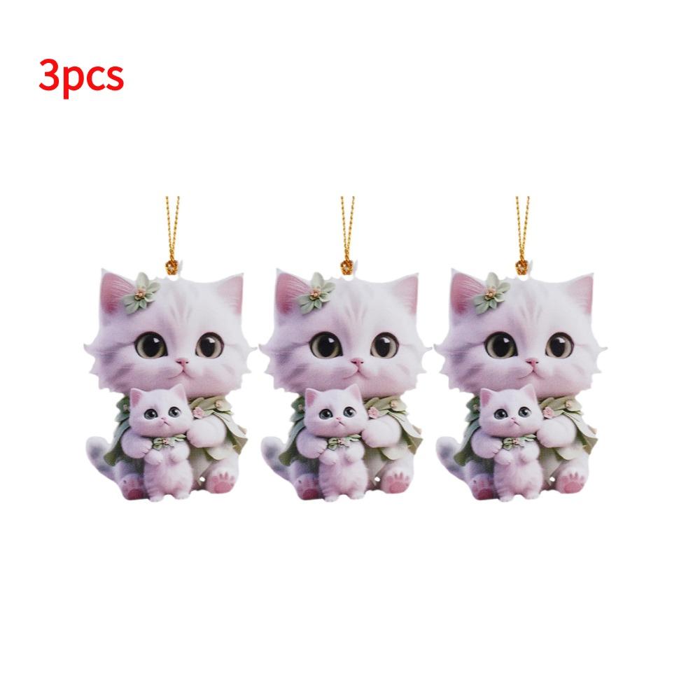 2D Acrylic Car Pendant Car Ornament Accessories Cute Cats Realistic Animal Rearview Mirror Hanging Pendant