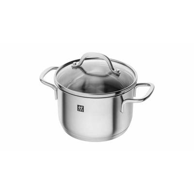Zwilling Pico Stockpot 14cm 15L Stainless Steel Double-Handled Deep Small Pot with Glass Lid