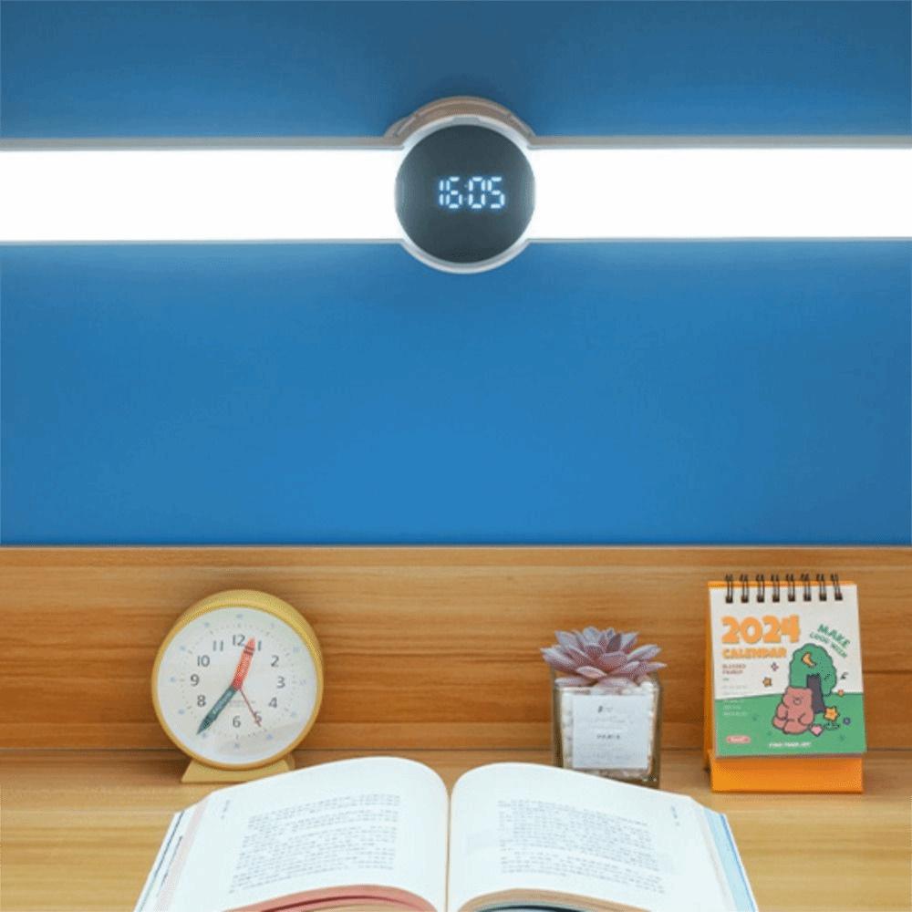 USB Rechargeable Desk Lamp Eye Protection Magnet Adsorption Reading Night Light Stepless Dimming Digital Clock Charging Lamp