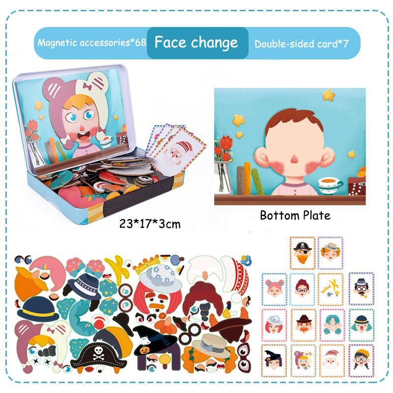 Baby Toys 3D Magnetic Puzzle Traffic Animal Travel Toys Dressing Up Jigsaw Games Early Education Imagination Toy Gifts For Girls