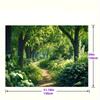 2D Lush Sunlit Tree Lined Forest Path Photography Background