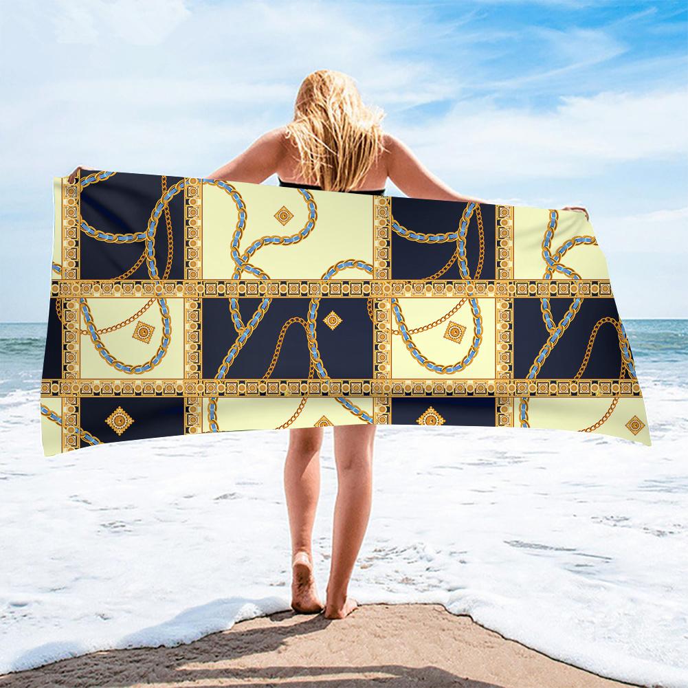 Luxus Schwarz Gold Europäisches Design Mikrofaser Saugfähige Strandtücher für Mann Frau Zuhause Hotel Badetücher Schnell Trocknendes Strandtuch