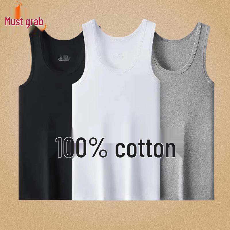 მამაკაცის უმკლავო ბამბის მაისური - სადა ფერი, დიდი ზომა, საზაფხულო სპორტული და ყოველდღიური ტანსაცმელი