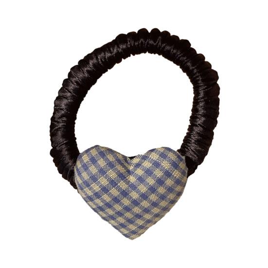 Hohelastisches Haarseil Kariertes Herz-Dekor Haargummi Schuluniform Haarband