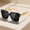 1Pcs Women's Square Oversized Frame Sunglasses UV400 Twist Chain Fashion Personalized Travel Street Photography Clothing Set