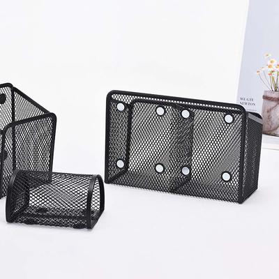 Magnetic Pencil Holder Stationery Storage Mesh Basket Desktop Pen Makeup Brush Container Kitchen Refrigerator Organizer