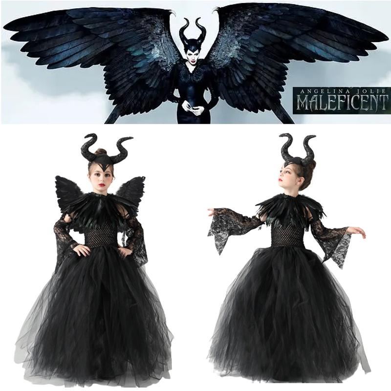 Maleficent Angelina Jolie Cosplay Kostuum Jurk Halloween Feest Outfit Voor Kinderen