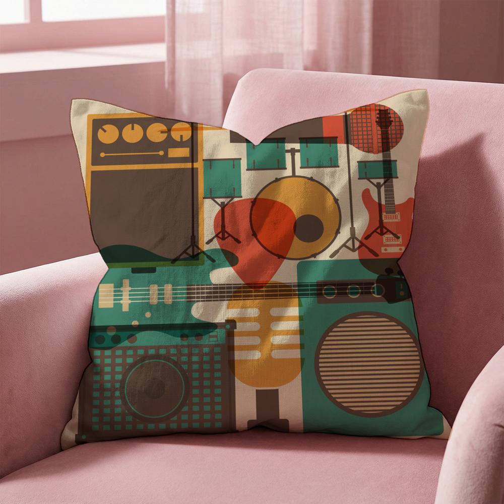 Retro Speaker Piano Rock Cushion Cover Multi-Scene Pillow Cover for Home & Car - Reversible, Soft & Durable for Daily Use