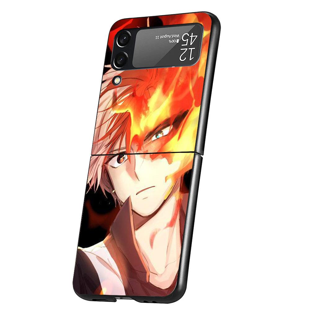 My Hero Todoroki Shoto Case Phone Cover for Samsung Galaxy Z Flip 6 5 4 3 5G ZFlip6 ZFlip5 ZFlip4 ZFlip3 Black Hard Trend Fundas