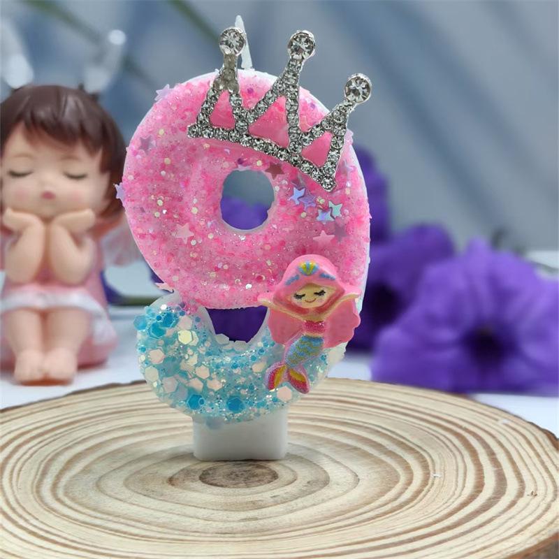 

Mermaid Crown Digital Candle Creative Shape Birthday Candle Cake Atmosphere Birthday Decoration Candle Number 9