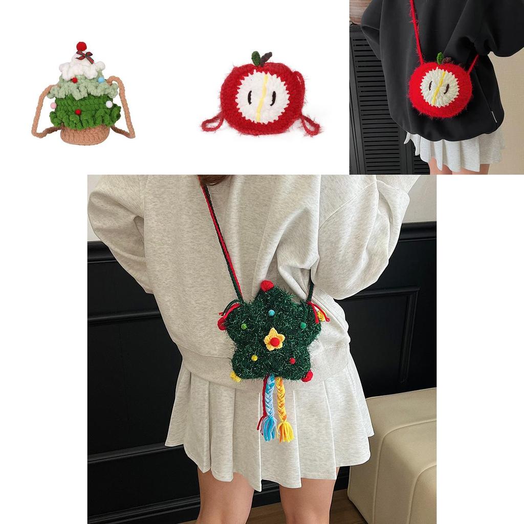 Christmas Tree Canvas Mini Crossbody Bag For Daily Wear With Soft Structure For Women