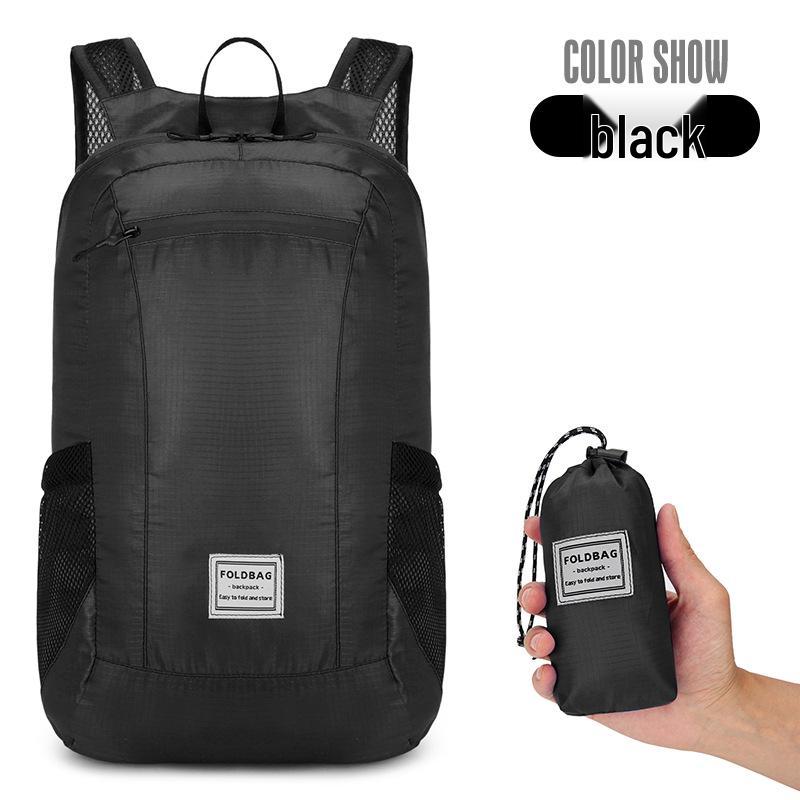 

Ultra-Light Foldable Double Shoulder Backpack for Outdoor Travel, Sports & Leisure with Custom Logo чорний
