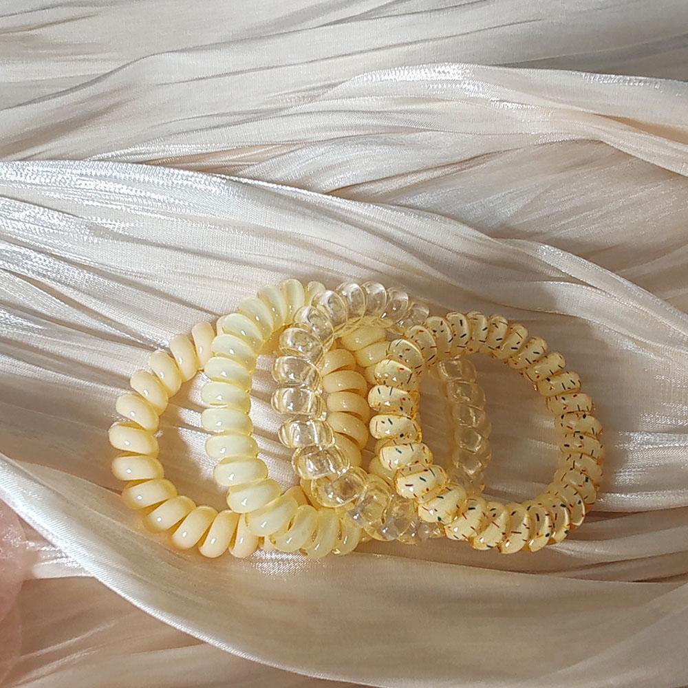 4PC European and American Telephone Line High Elasticity Hair Ties for Women Girls Ponytail Holder Hair Rings Rope Accessories