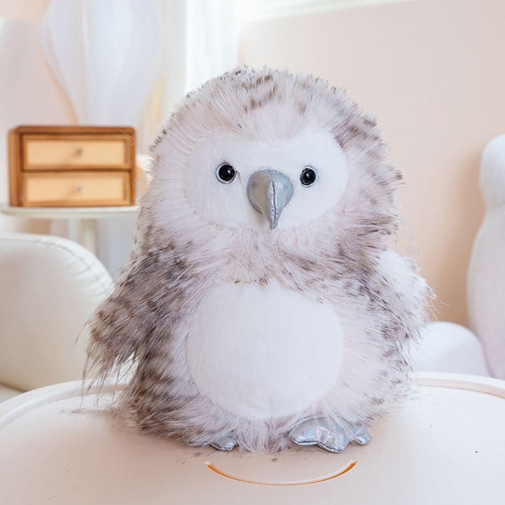 Soft Plush Owl Stuffed Doll Hairy Soft Owl Toy Cute Simulated Owl Plush Toy Desktop Ornament