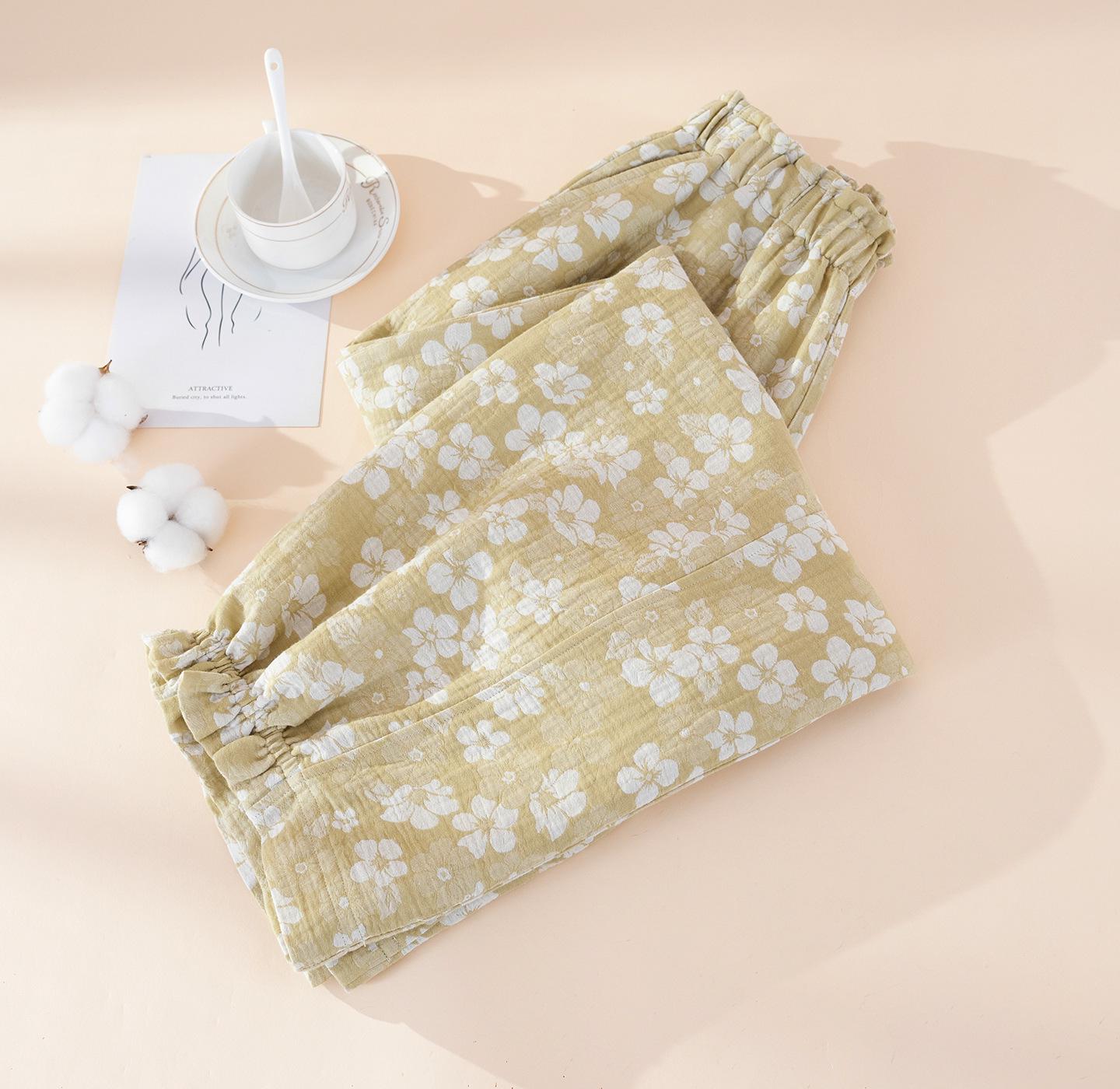 

Women s Spring/Summer Cotton Jacquard Loose Pants – Comfortable & Breathable for Home or Outdoors M