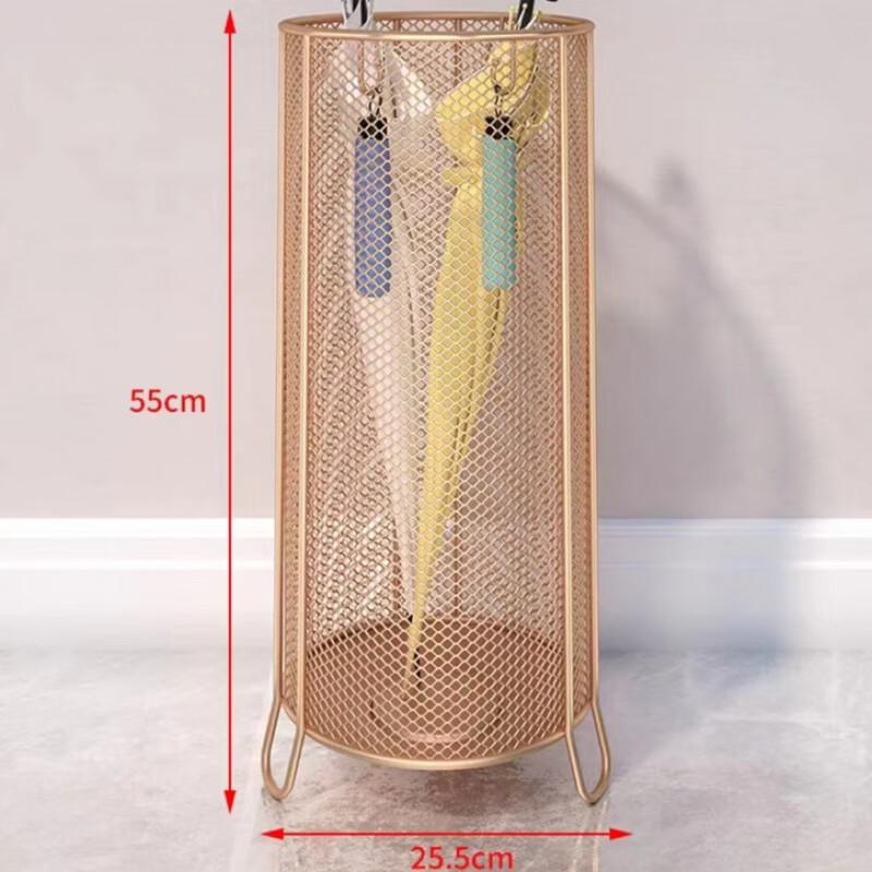 Large Gold Stainless Steel Umbrella Stand with Drip Tray