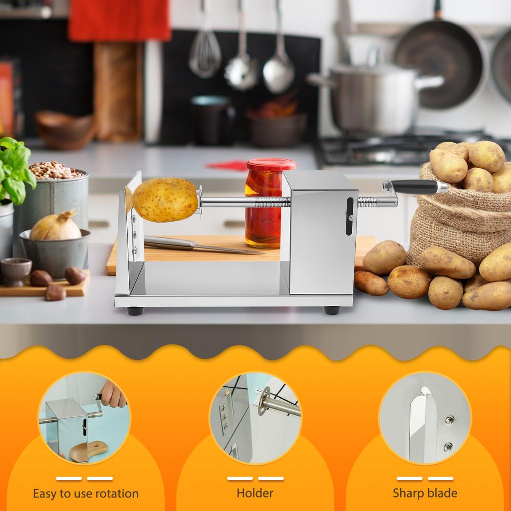 Stainless Steel Twisted Potato Slicer Manual Spiral Potato Cutter Non Slip Design Multifunctional Spiral French Fry Twister Cutter For Home Kitchen Ve