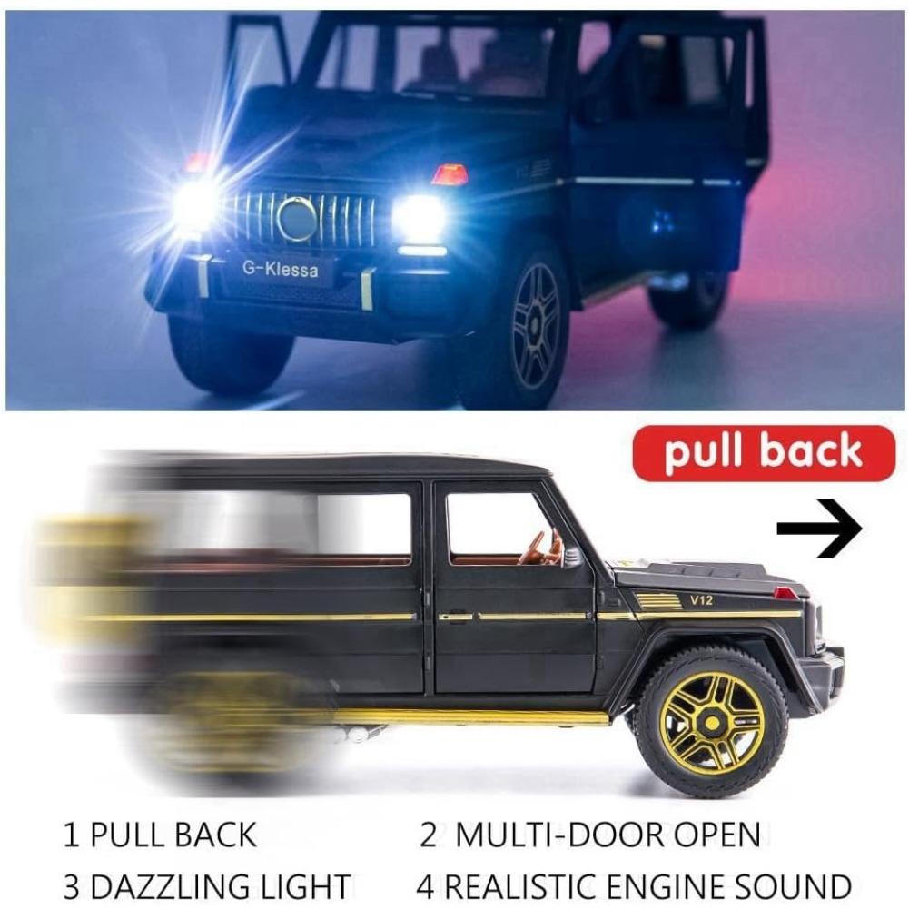 1/24 Benz G63 AMG Model Car, Zinc Alloy Pull Back Toy Car with Sound and Light for Kids Boy Girl Gift