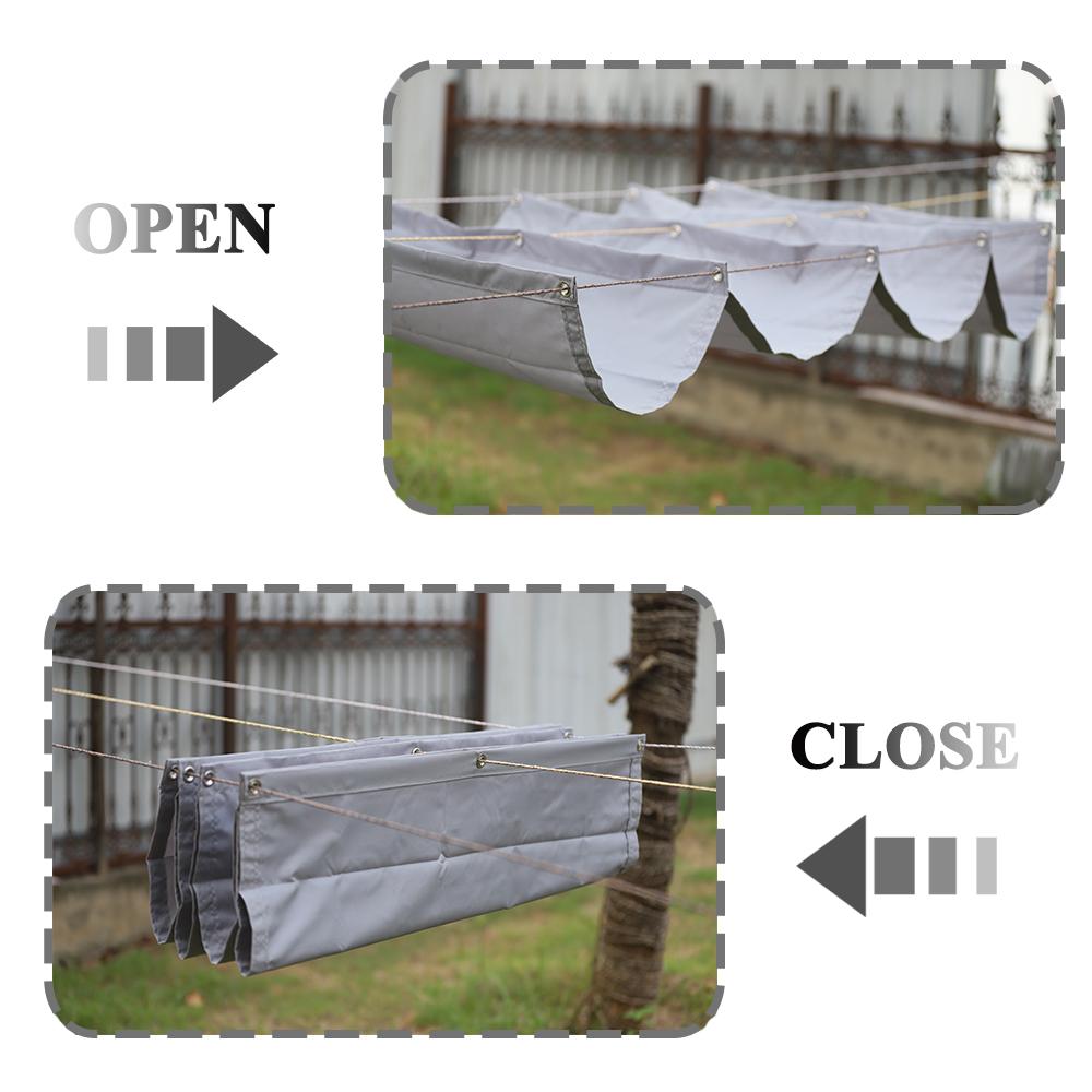 Outdoor Waterproof Perforated Wave Sunshade Sail Patio Pergola Sun Shading Awning Retractable Shading Cover With Accessories