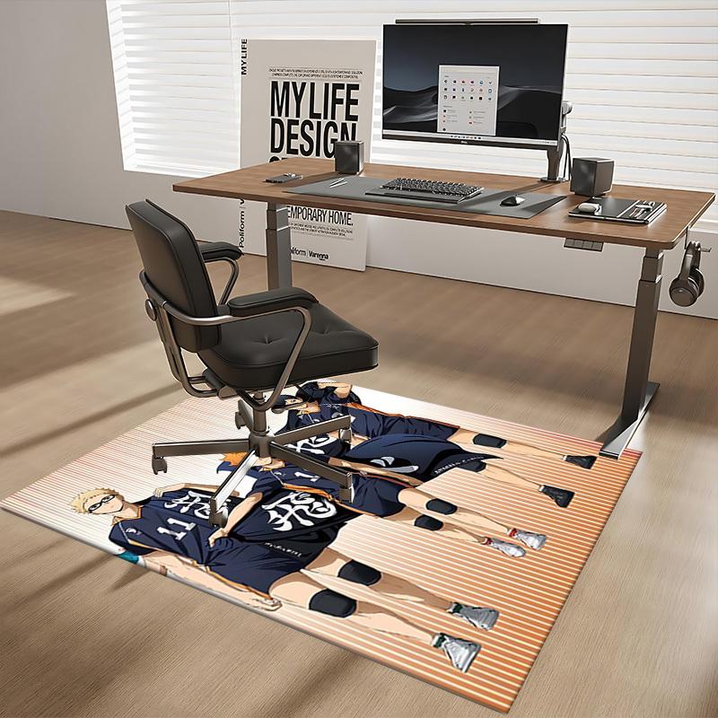 1pc Haikyuu!! Karasuno High Volleyball Team Uniform Chair Mat, Office Desk Pad, Non-Slip Carpet for Home Decor, Seasonal Gift, Suitable for Office and