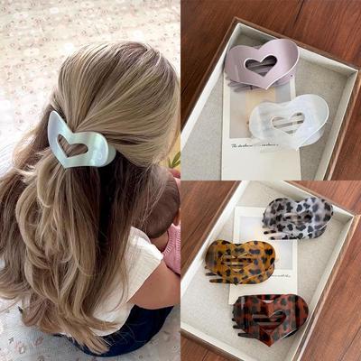Sweet Heart Flat Claw Clip: 2025 Women's Abalone Hair Accessory for Updos and Ponytails