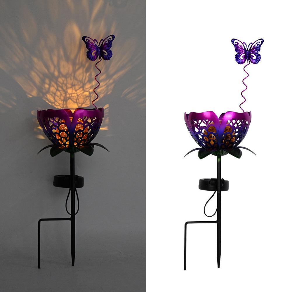 

Водонепроникний Сонячний Ліхтар Вуличний Садовий LED Металевий Квітка Метелик Ажурний Сонячний Ліхтар для Газону Подвір я Ландшафту Патіо Земля