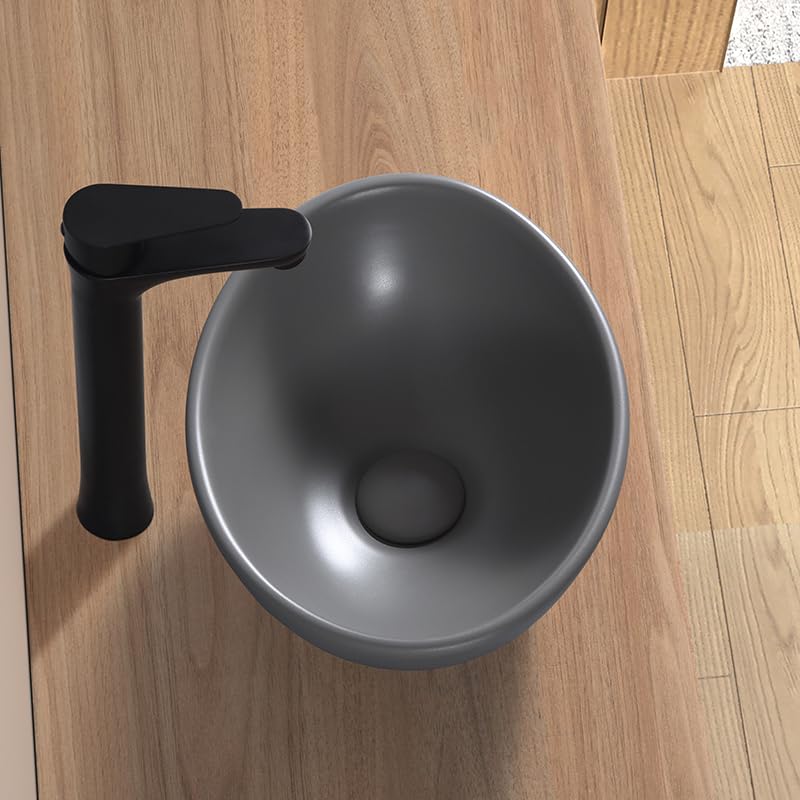 LUYI Ovales Waschschüssel-Set für Handwaschbecken, 340 x 270 x 130 mm, Grau