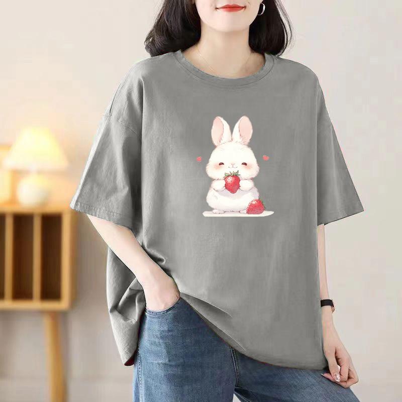 Summer New Short-sleeved T-shirt Female Korean Version of The Printed Loose Tops Loaded Cotton