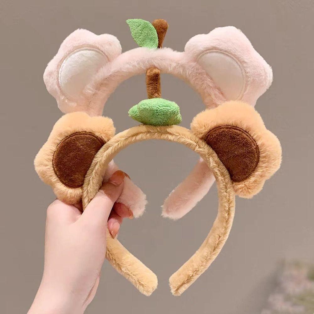 Cute Fruit Bear Ear Hair Hoop Sweet Girl Headwear Fashion Plush Hairband Hair Clip  For Women Girls